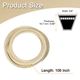 sourcing map 5LK1060 Cord Belt Grey, 3/8" x 106" Lawn and Garden Aramid V-Belt for Mower Deck