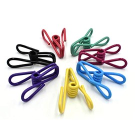 30pcs Pack Metal Clothespins Clips - Multi-Purpose Colored Utility Steel Wire Clips Pegs Holders in Basket Bin for Clothes Line, Kitchen Bag Sealing