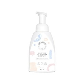 OH! GANICS Shampoo y Gel de Ducha en Espuma Bebé 440 ml | 2 en 1 Cuerpo y Cabello | Hipoalergénico, No Irrita Ojos | Suavidad e Hidratación para Piel Sensible | Ingredientes Naturales | Acondicionadores naturales | Dermatológicamente probado | Apto desde los 0 años