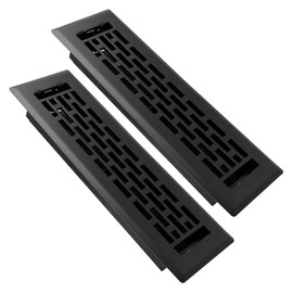 SANYCASA 2 Pack Floor Register 2x10 Inches Heavy Duty Walkable Steel Floor Vents Ease Adjust Air Flow Direction Floor Registers - Boston Design - Matte Black Air Floor Vent Covers for Home
