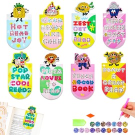 CharySim Diamond Art Magnetic Bookmark Diamond Art Adults Kits with Diamond Art Accessories Tool-Diamond Art Pen/Tray Arts and Crafts for Kids Age 8-15 Gifts for 7 9 10 11 12year Old Girls (8PC)