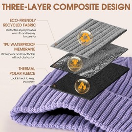 Sukeen Beanie Hat Men Women Thermal Winter Hats for Men Unisex Waterproof Hat Stretchy Skull Cap Polar Fleece Lining for Winter Outdoor Activities Running Shopping Skiing Climbing Traveling Cycling