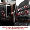 PDKLIN for Silverado Center Console Knob Cover Trim Ring Red