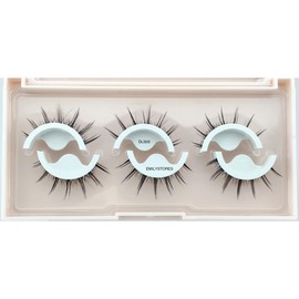 EMILYSTORES Press On Pre-Glued Lashes, 3D False Eyelashes, Natural Long Fluffy Style, 3 Pairs (DLS03)