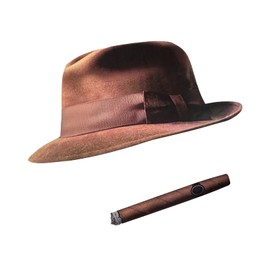 FSTURIOS Fedora and Cigar Window Decal, Funny Fedora Cigar Sticker Side Window Decor for Driver, Waterproof Sticker Driving Crooner Decals Creative Decoration for Car Truck SUV (C)