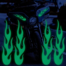 ZWYYW Flame Decals for Cars, Green Reflective Stickers, Flame Stickers for Helmet, Reflective Decals for Motorcycles Bike Skateboard Decoration, 4 PCS