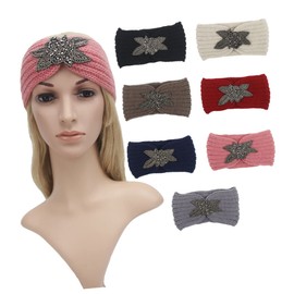 Ipetboom Woolen Yarn Hand Made Headband Warm Hair Band Flower Pattern Comfortable Simple Headwrap for Women and Girls Light Grey for Face Washing and Everyday Wear