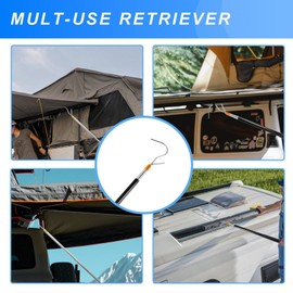 Telescopic RV Awning Opener Pole, Portable RV Awning Opener Puller Reach Rod Pole Extends from 16" to 60" for Tent Shelter Camper Canopy Truck Bed with Multi-Section Locking