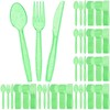 Lasnten 180 Pieces Glitter Plastic Silverware Set Red Green Colorful