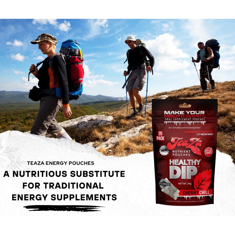 Teaza Energy Pouches, Tobacco Free Nicotine Free Dip Alternative Snuff