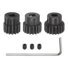 sourcing map 32P Sprocket Set 5 mm Shaft 15T 17T 19T Hardened Steel Motor Sprocket with Steps for RC Car (Pack of 3)
