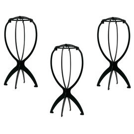 Mydio 3-Piece Plastic Hat Stand - Durable, Stable Cap Rack & Wig Holder (Black)