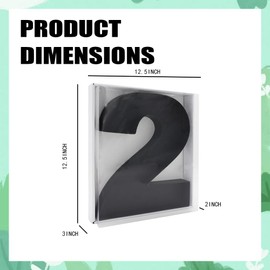 12.5inch Fillable Paper Mache Number Letter Cardboard Cutouts Charcuterie Board Food Sweet Cupcake Tray Party Decorative Box (Number 2, Black)