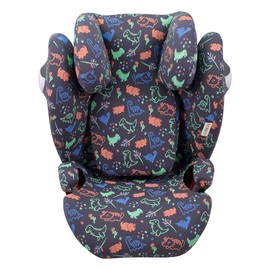 JYOKO Kids Cover for Car Seat Compatible with Cybex Solution M and Pallas B - Fix, Cotton (Happy Dino)