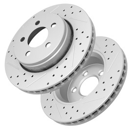 FRaxle Drilled & Slotted Front Brake Rotors 53042, Premium Disc Brake Rotor, Enhanced Performance Disc Brake Rotor, for 2008-2012 Je-ep Liberty, for 2007-2011 Dodge Nitro