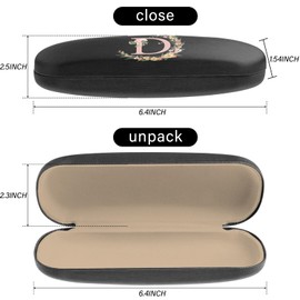 BHAHB Eyeglasses Case Hard Shell Initial Letter Protective Case for Glasses Eyeglass Holder Box with Cleaning Cloth for Women Girls Men Cute Aesthetic Classic (Letter-D)