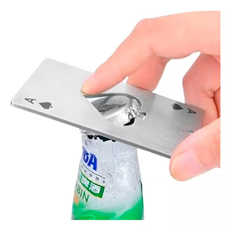 Veraly Tarjeta Destapador Botellas Carta Pokar Acero Inoxidable Color Platado