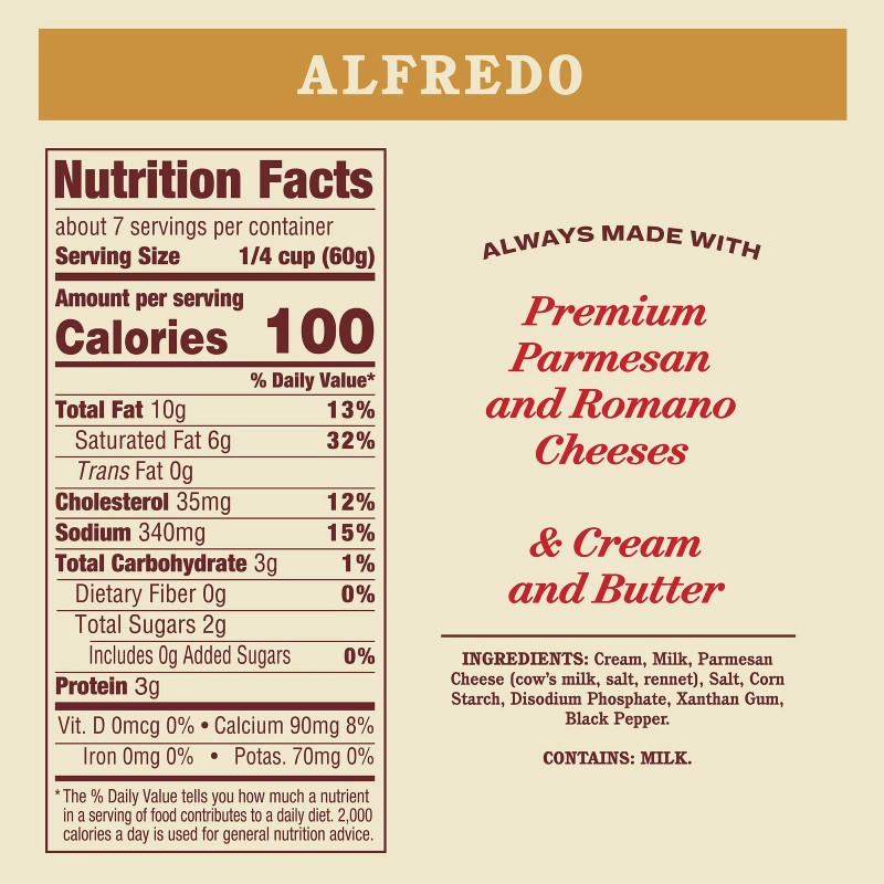 Rao's Homemade Alfredo Sauce 15 Ounce Creamy Keto Friendly Pasta