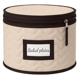 Salad Plates Storage - Quilted Microfiber China Organizer Box with Dividers , Protects & Organizes Up to 12 Plates of 8" - Ideal for Seasonal Dishware Protection