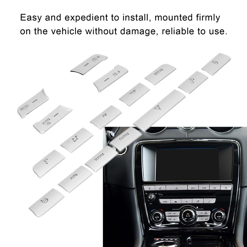 16pcs/Set Air Conditioner Button Switch Cover Silver Replacement for Jaguar