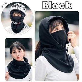 SamHeng Balaclava for Men & Women, Thermal Face Mask Snood Hood Hat Neck Warmer Scarf, Windproof Ski Mask Breathable Unisex Motorcycle Cycling Helmet Hat for Winter Outdoor Sports (Black)