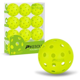 PIKESOUL Pikleball Balls, 12 Pack of 40 Hole Outdoor Pickleball Balls, High Bounce and Visibility, Durable and Balanced Pickleball Balls for All Pickleball Paddles & All Skill Levels - Green