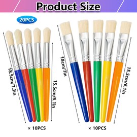Icetop Large Paint Brushes, 20 Round Flat Toddler Paint Brushes