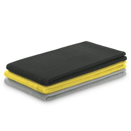 AmeliaHome Set of 3 Tea Towels Cotton Kitchen Towels 50 x 70 cm Waffle Pique Waffle Fabric Letty Anthracite Grey Yellow