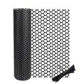 vensovo Black Plastic Wire Mesh 16IN x 33FT Roll - Chicken Wire Fencing for Poultry, Gardening Barrier, Balcony Guard for Cats and Dogs, Floral Craft Mesh with 60 Zip Ties