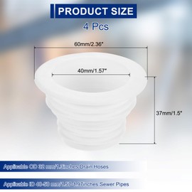 uxcell 2Pcs Washing Machine Drain Hose Seal Plug, Anti-Odor Floor Drain Pipe Silicone Plug Sewer Hose Fittings with Decorative Cover for Toilet Kitchen Washing Machine, White (40-50mm)