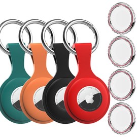 4 Pack AirTag Holder with Keychain - Anti-Lost Case