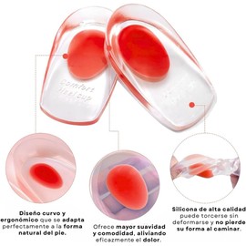 3 Pares Taloneras de Gel - Almohadilla Silicona Vmingo Alivio de Dolor de Talón, Fascitis Plantar y Espolón Calcáneo Unisex, Reutilizables, Amortiguación y Elevación Rojo 10x6cm