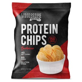Protein Chips, 14g Protein, 3g-4g Net Carbs, Gluten Free, Keto Snacks, Low Carb Snacks, Protein Crisps, Keto-Friendly, Made in USA (Barbecue, 4 Pack)