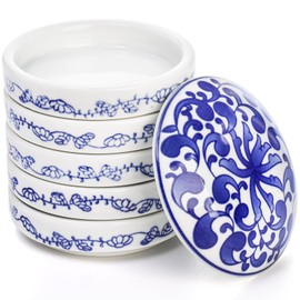 Yesland Ceramic Paint Palette, 5 Layers Stackable Mixing Trays Set, Round Porcelain Watercolor Palettes Sauce Dishes with Lid for Artist Gouache Pigment Chinese Watercolor Ink Mixing