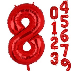 40 Inch 8 Red Number Balloons Mylar Foil Helium Digital Balloons Baby Shower 8st Birthday Party Decor Supplies