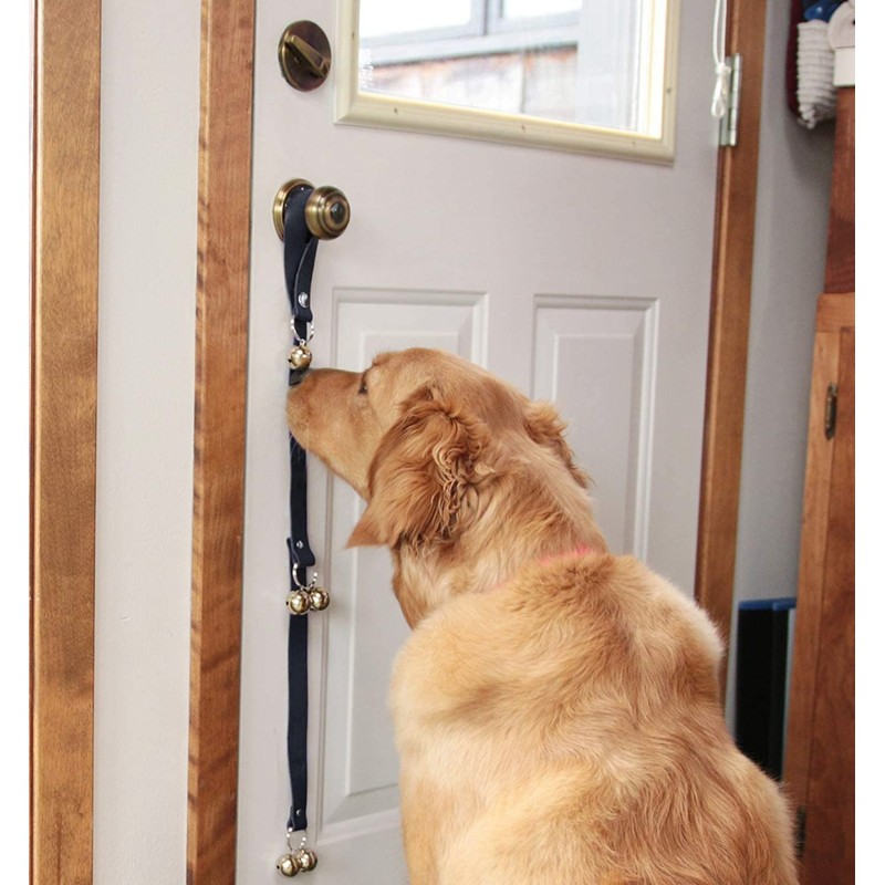 CATHYLIFE Leather Dog Doorbells for Door Knob, Adjustable Brass Potty