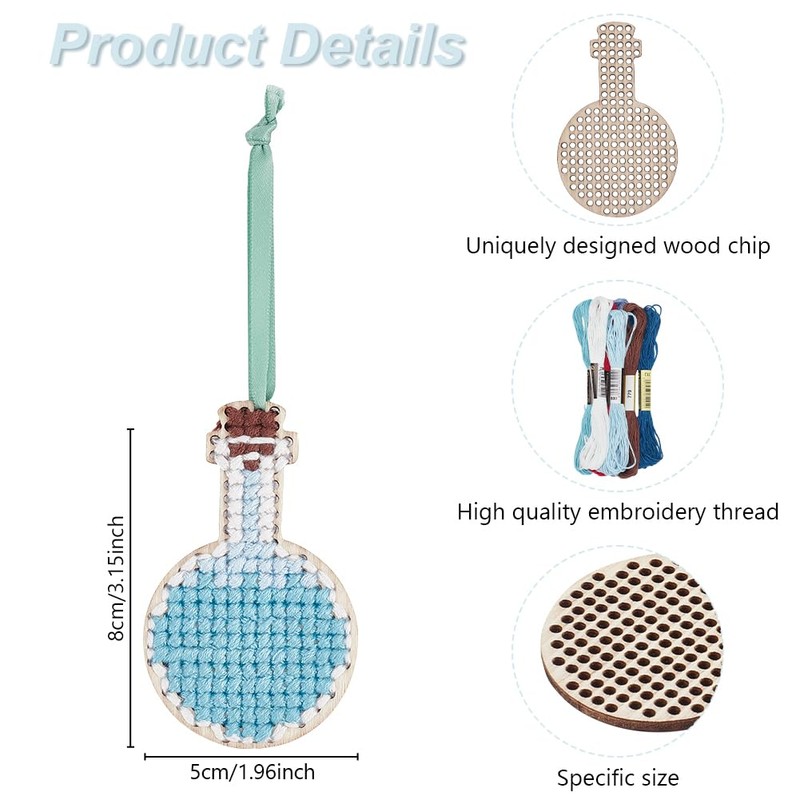 FREEBLOSS 16 Set Christmas Potion Wooden Cross Stitch Kit Hand