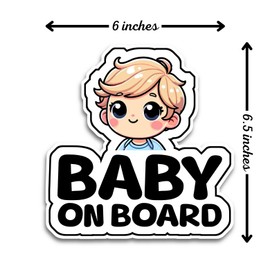 Baby on Board Signs for Car, 6.5 x 6 inches Baby Boy, Waterproof and UV-Resistant Baby on Board Sticker, Durable Baby Sign for Safety Awareness, Easy to Apply for Window or Bumper