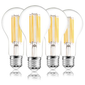FLSNT 150W Equivalent A23 LED Light Bulbs, Efficient 17W, 2550Lumens, 2700K Soft White, CRI82, E26 Medium Base LED Filament Light Bulbs, Clear Glass, 4 Pack, Non-Dimmable