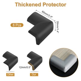sourcing map Corner Protectors, 8 Pcs Furniture Corner Guards and Edges Safety Bumpers, Soft Rubber Foam Cushions for Fireplace, Table, Stair, Cabinet Edges and Sharp Corners (Black)