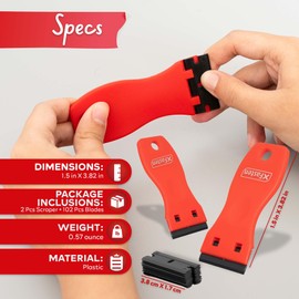 XFasten Plastic Razor Blade Scraper Tool 2PCS Sticker Scraper Tool with 100PCS Plastic Razor Blades, Plastic Scraper Tool for Glass, Plastic Scrapers Non Scratch for Decal Adhesive Sticker