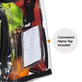 SP Home Goods - Bolsa transparente aprobada por el estadio con correa ajustable, compartimento de almacenamiento frontal y bolsillos de malla, bolsas transparentes con cierre transparentes para el