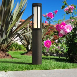 John Timberland Albion 20" High Modern Landscape Bollard Light Fixture Porch House Exterior Outside Cylinder LED Bulb Low Voltage Black Aluminum Front Door Patio Garage Home Deck Garden Backyard