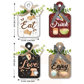 PH PandaHall 4 Styles Food Wooden Sign Wall Decoration "Eat" Wooden Chopping Board Sign "Eat/Drink/Enjoy" Farmhouse Tray Tiered Tray For Kitchen Dining Room Living Room