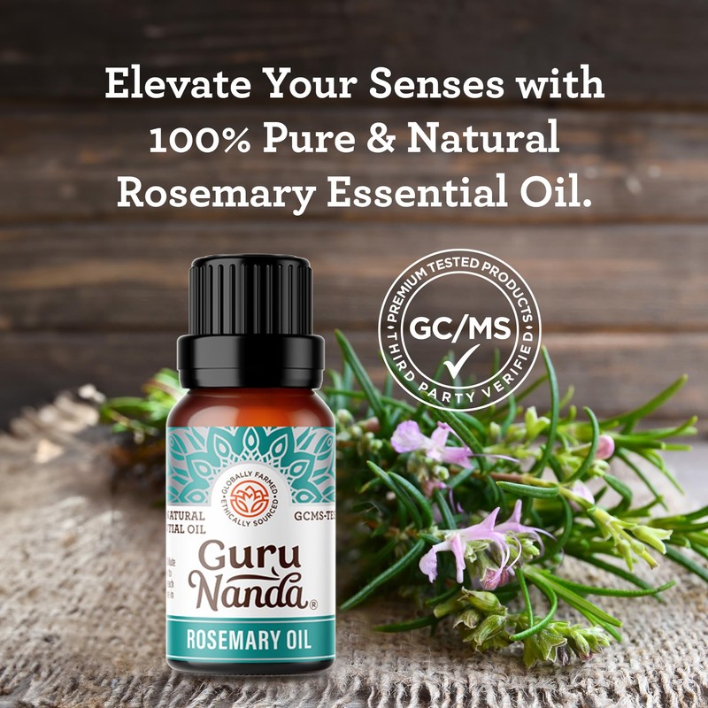 GuruNanda Rosemary Essential Oil - 100% Pure & Natural, Undiluted,