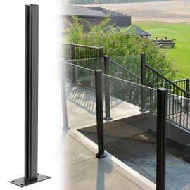 VoTwoofv Glass Railing Mid Post 43.5",304 Stainless Steel Glass Balustrade Post with Spigot Slots for Indoors & Outdoors Railing of Deck,Balcony,Attic,Staircase (Mid Post,Black)……