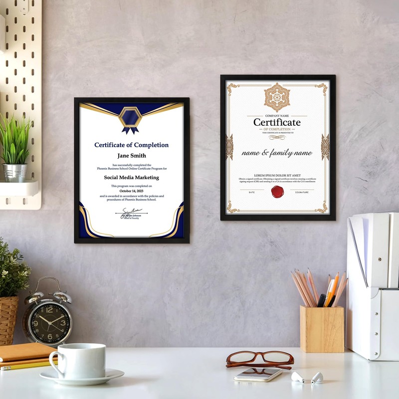 FIXSMITH 11x14 Diploma Frame, Black Picture Frame with Clear Plexiglass,