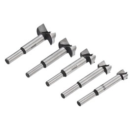 uxcell Forstner Wood Drill Bit 15mm 20mm 25mm 30mm 35mm Diameter Hole Saw Carbide Alloy Tip Steel Round Shank Cutting for Woodworking Black 5in1 Set