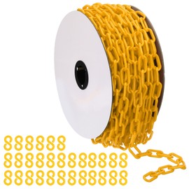 PATIKIL Plastic Chain Links, 120 Foot 1/4inch(6mm) Yellow Plastic Chains for Barriers, Crowd Control, Queue Lines, Parking, Fences, Gate, Concerts, and Decoration