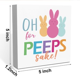 Rustic Easter Office Desk Decor - Cute for Peeps Sake Easter Wood Sign - Farmhouse Easter Tiered Tray Decoration - Cubicle Shelf Bathroom Decor 5 x 5 in